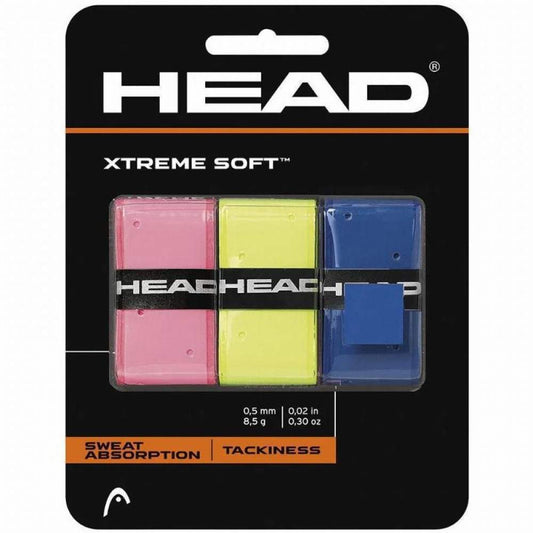 HEAD 3 OVERGRIPS XTREME SOFT ROSA AMARILLO AZUL